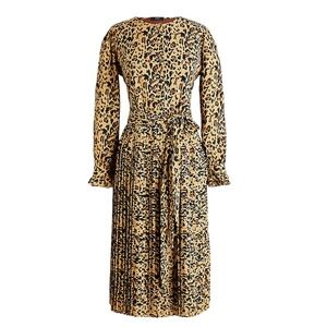 J. Crew Women's Long-Sleeve Pleated Dress in Leopard